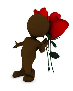 3D Render of a Morph Man with rose.. Stock Illustration