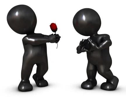 3D Render of Morph Man with Rose Ilustração Stock