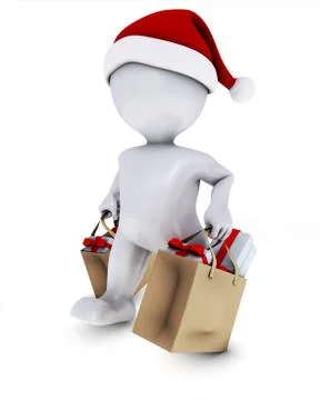 3D Render of Morph Man with shopping bags Stock Illustration