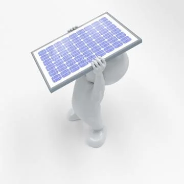3D render of a Morph Man with Solar Panel Stock-Illustration