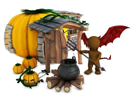 3D Render of Morph Man Spectre with cauldron Illustrazione stock