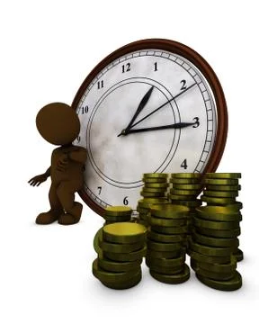 3D Render of Morph Man time is money Stock-Illustration