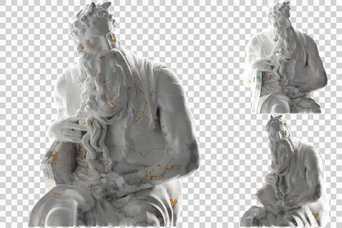 3D render of Moses statue in marble gold Perfect for website, social media, p Stock Illustration
