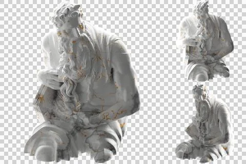 3D render of Moses statue in marble gold Perfect for website, social media, p Stock Illustration