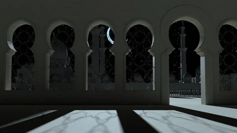 3d render mosque, Muslim temple. Ramadan Kareem Islamic holy month Stock Footage 133726080