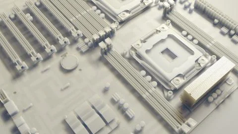 3d render of motherboard circuit Illustrazione stock