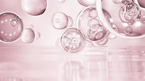 3d render motion animation design of lots of serum bubbles pink colour Stock Footage 279774786