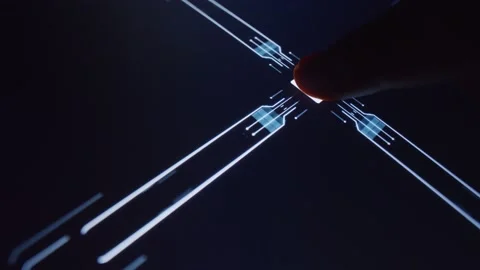 3D render motion animation of digital data processing. Fingerprint biometrics Video stock 154046245