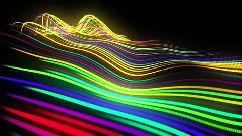 3d render. Motion design background. Festive bg with multicolored particles Illustrazione stock