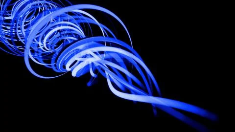 3d render. Motion design bg of flow lines form helix and abstract structures Stock Illustration
