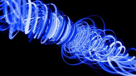 3d render. Motion design bg of flow lines form helix and abstract structures Stock Illustration