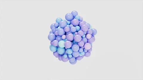 3D render motion design wallpaper with abstract blue and purple balls. Plasti Stock Footage 308723749