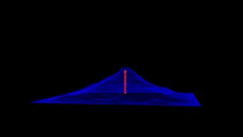 3D render of mountain HUD simulation lava on black background Stock Footage 348189001