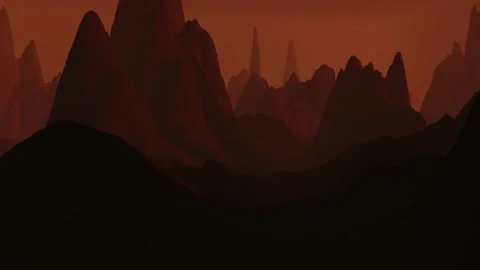 3D render mountain landscape having planet mars-like environment. Stock Footage 154019664