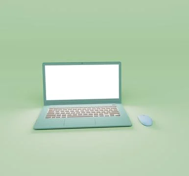 3d render of mouse and laptop isolated on Pastel background, 3d background mi Illustrazione stock