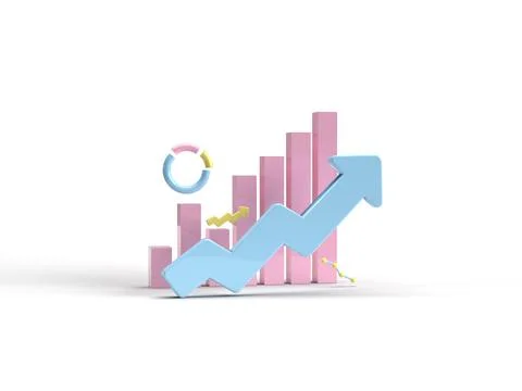 3d render. Movement chart. infographics. Income growth and successful busine Stock Illustration