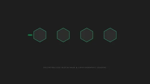 3D render of moving green padlock icon with hexagon network blockchain Stock Footage 333784344
