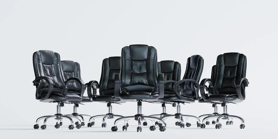 3d render of mulitple office leather chair for profession and power concept イラスト素材