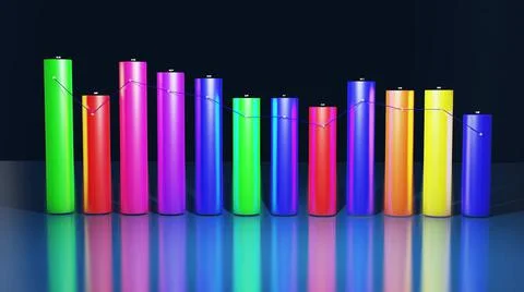 3d render. Multicolor bars, counters and graph. Beautiful 3d background for Ilustración de archivo