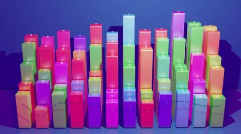 3d render. Multicolor bars, counters and graph. Beautiful 3d background for Ilustración de archivo