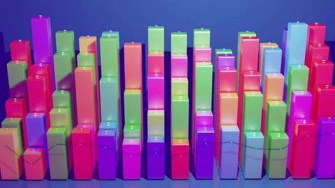 3d render. Multicolor bars, counters and graph. Beautiful 3d background for Ilustración de archivo