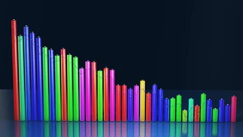 3d render. Multicolor bars, counters and graph. Beautiful 3d background for Ilustración de archivo