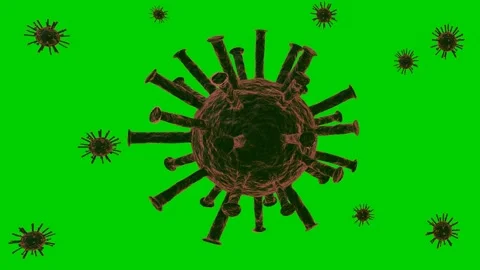 3D render of Multiple covid-19 virus cell rotating on green screen. add your own Stock Footage 142393019