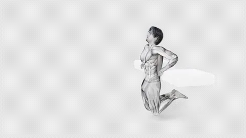 3d render of muscular character doing triceps workout on white isolated Stock Footage 250856384
