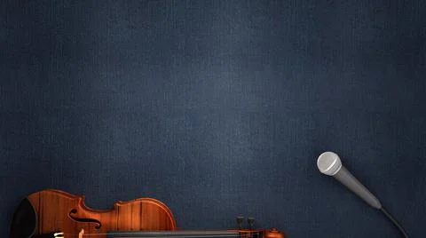 3d render musical instruments in the background Stock Illustration