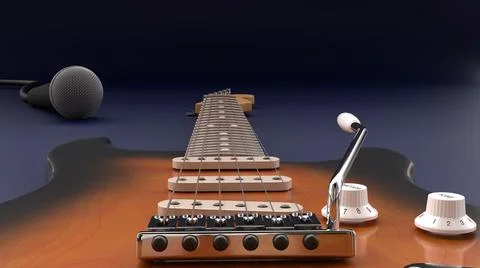 3d render musical instruments in the background Stock Illustration