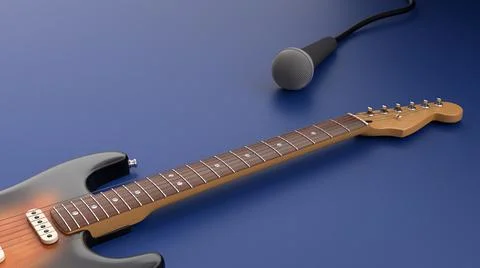 3d render musical instruments in the background Stock Illustration