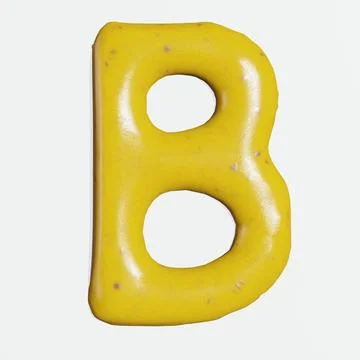 3d render of mustard sauce alphabets or letters for food or restaurant kitc.. Stock Photos