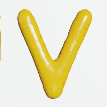 3d render of mustard sauce alphabets or letters for food or restaurant kitc.. Stock Photos