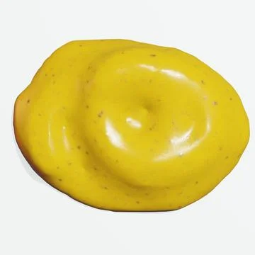 3d render of mustard sauce lines and swirls for food or restaurant kitchen .. Illustrazione stock