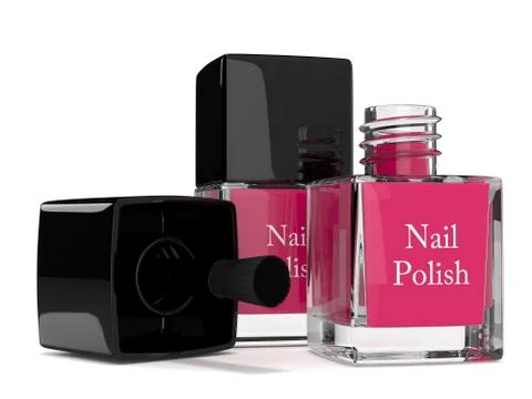 3d render of nail polishes over white Stock Illustration
