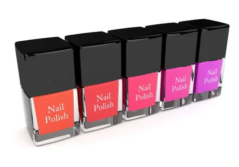 3d render of nail polishes over white Stock Illustration