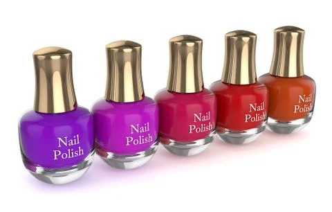 3d render of nail polishes over white Stock Illustration