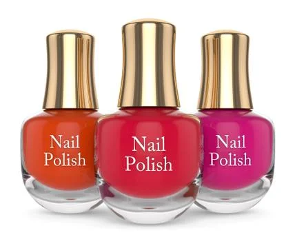 3d render of nail polishes over white Stock Illustration