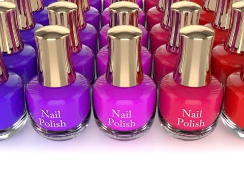 3d render of nail polishes over white Stock Illustration