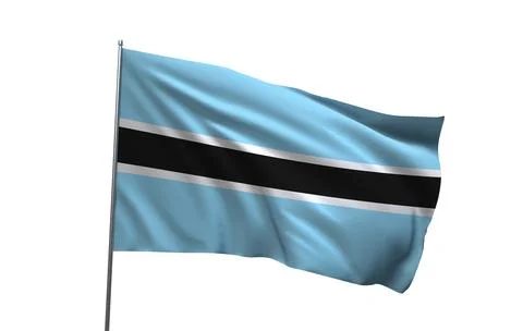 A 3D render of the national flag of Botswana Stock Photos