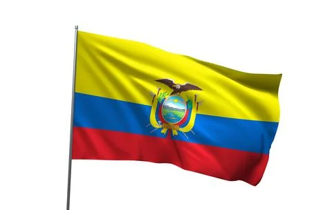 A 3D render of the national flag of Ecuador Stock Photos