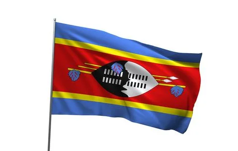 A 3D render of the national flag of Eswatini Stock Photos