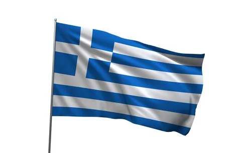 A 3D render of the national flag of Greece Stock Photos