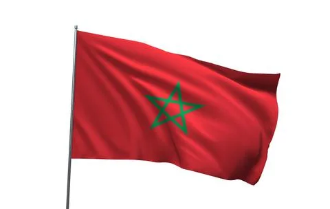 A 3D render of the national flag of Morocco Stock Illustration
