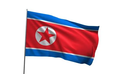 A 3D render of the national flag of North Korea Stock Photos