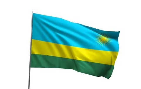 A 3D render of the national flag of Rwanda Stock Photos