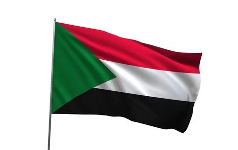 A 3D render of the national flag of Sudan Stock Photos