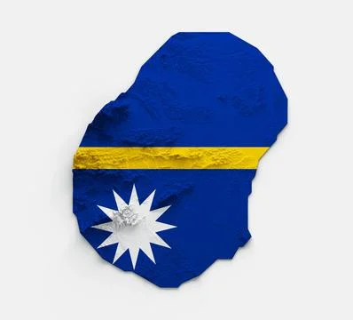 3D render of Nauru Map Flag Shaded relief Color Height map on white background 스톡 일러스트