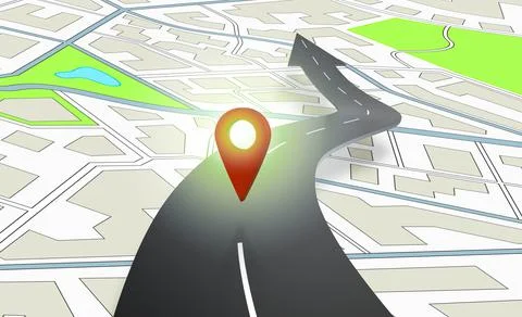 3d render of navigator that showes gps position in map Stock Illustration