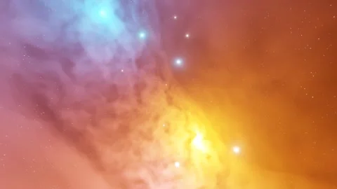 3d render Nebula Loop background with glowing star and blue orange stars Stock Footage 212734775